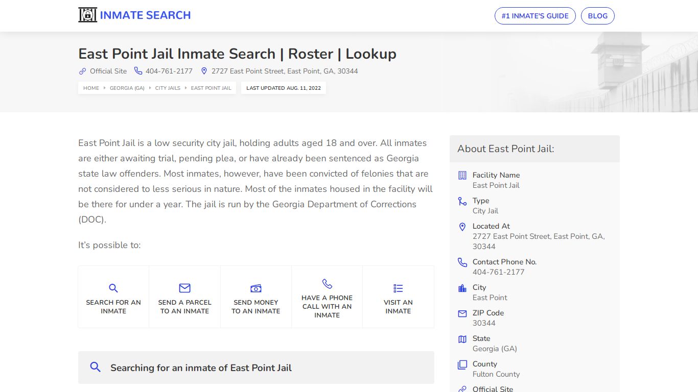 East Point Jail Inmate Search | Roster | Lookup