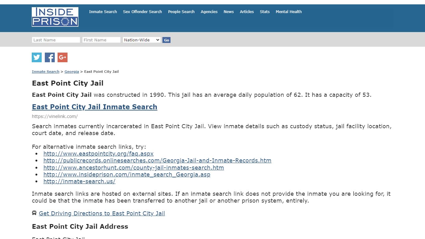 East Point City Jail - Georgia - Inmate Search